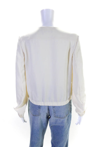 Theory Womens Full Zipper Classic Crepe Light Bomber Jacket White Size 2