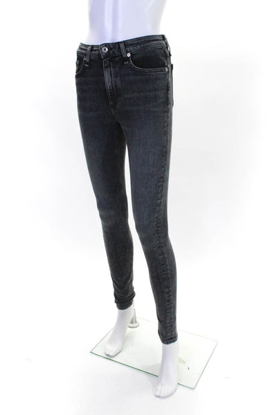 Rag & Bone Womens High Rise Nina Skinny Leg Jeans Black Coal Cotton Size 24