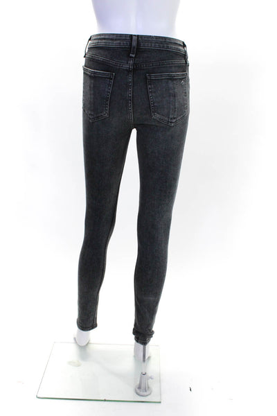 Rag & Bone Womens High Rise Nina Skinny Leg Jeans Black Coal Cotton Size 24