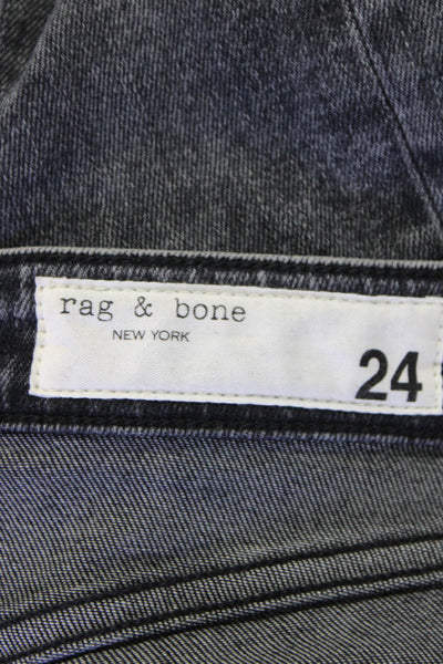 Rag & Bone Womens High Rise Nina Skinny Leg Jeans Black Coal Cotton Size 24