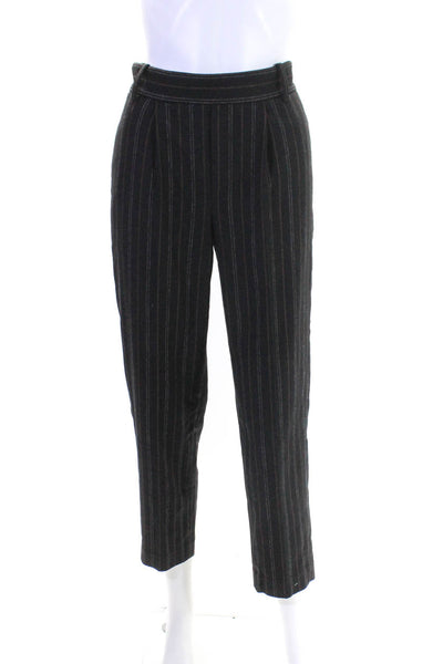 Vince Womens Striped High Rise Dress Pants Black Brown Size Extra Small