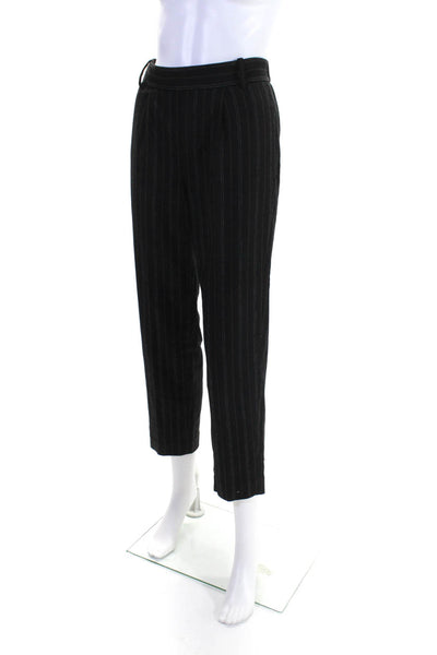 Vince Womens Striped High Rise Dress Pants Black Brown Size Extra Small