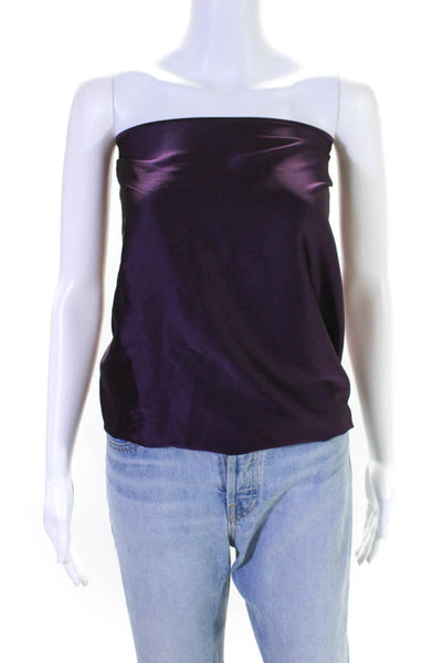 Ramy Brook Womens TIe One Shoulder Draped Silk Blouse Purple Size Medium