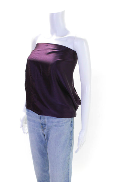 Ramy Brook Womens TIe One Shoulder Draped Silk Blouse Purple Size Medium