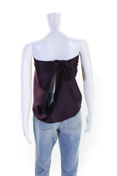 Ramy Brook Womens TIe One Shoulder Draped Silk Blouse Purple Size Medium