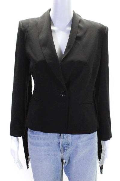 BCBG Max Azria Womens Shawl Collar Button Up Crop Blazer Jacket Black Size S