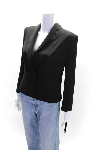 BCBG Max Azria Womens Shawl Collar Button Up Crop Blazer Jacket Black Size S