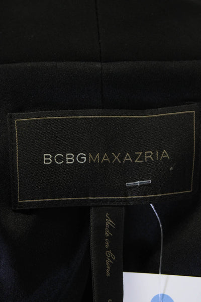 BCBG Max Azria Womens Shawl Collar Button Up Crop Blazer Jacket Black Size S