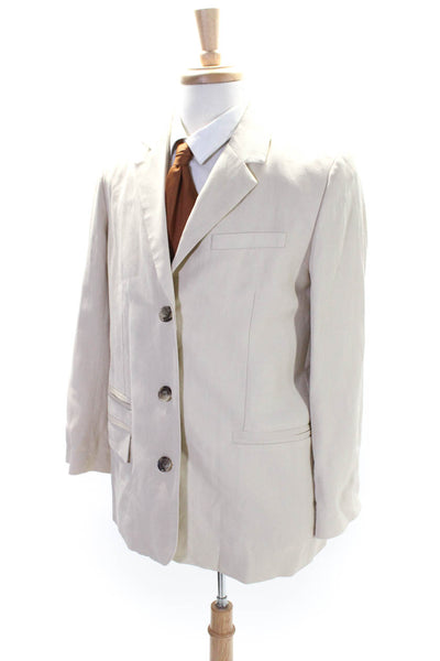 COS Mens Linen Blend Notched Collar Button Up Blazer Jacket Beige Size 38