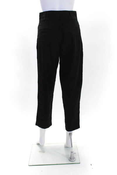 Nili Lotan Womens Black High Rise Cotton Blend Straight Leg Pants Size 4