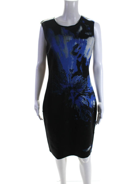 Elie Tahari Womens Sleeveless Crew Neck Printed Neoprene Dress Blue Size 6