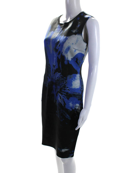 Elie Tahari Womens Sleeveless Crew Neck Printed Neoprene Dress Blue Size 6