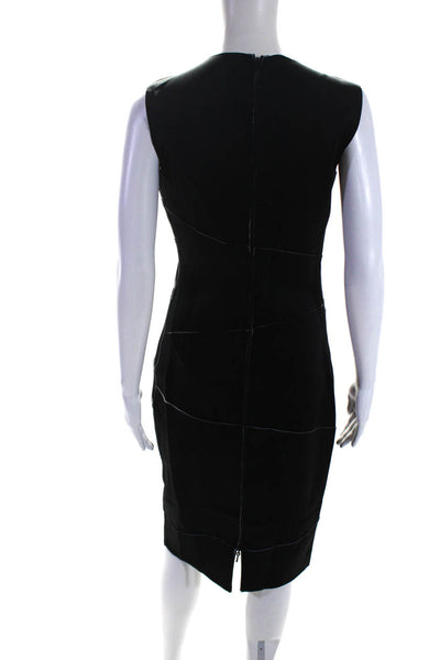 Elie Tahari Womens Zip Up Sleeveless V Neck Knee Length Sheath Dress Black 6