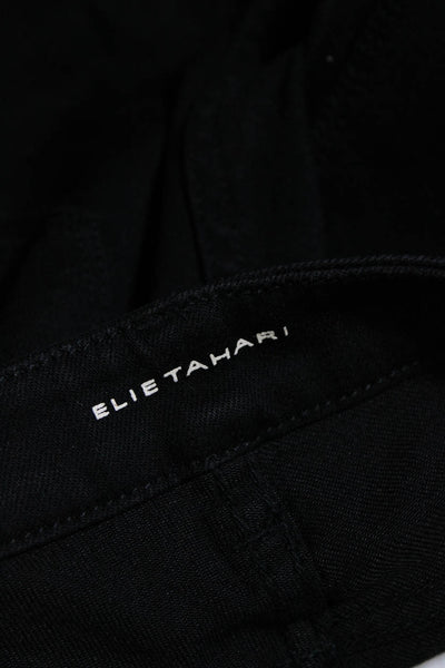 Elie Tahari Womens Zipper Fly Low Rise Azella Jeans Black Denim Size 28