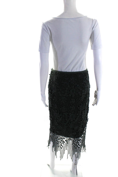 Elie Tahari Womens Side Zip Lace Overlay Silk Pencil Skirt Green Size 4