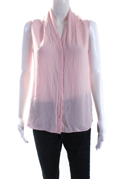 T Tahari Womens Sleeveless V Neck Button Front Boxy Top Blouse Pink Size Small