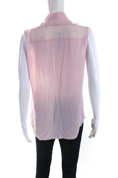 T Tahari Womens Sleeveless V Neck Button Front Boxy Top Blouse Pink Size Small