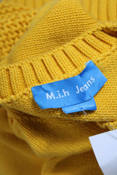 MiH Jeans Womens Cotton Knit Round Neck Pullover Sweater Top Yellow Size XS