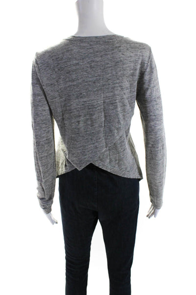 A.L.C. Womens Linen Knit Round Neck Long Sleeve Pullover Top Gray Size S