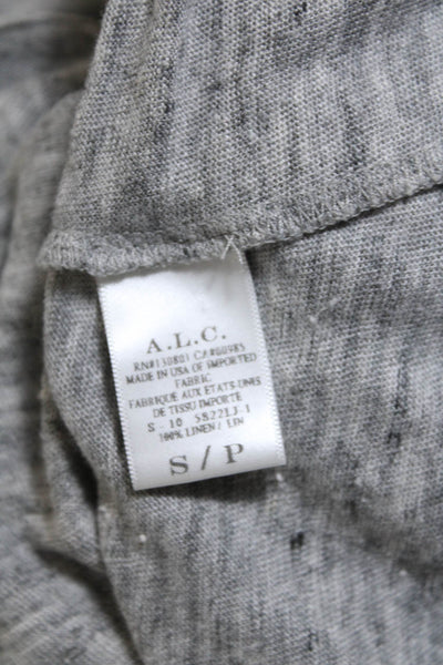 A.L.C. Womens Linen Knit Round Neck Long Sleeve Pullover Top Gray Size S