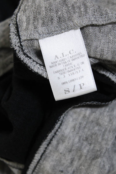 A.L.C. Womens Linen Two-Toned Round Neck Pullover Tank Top Black Size S