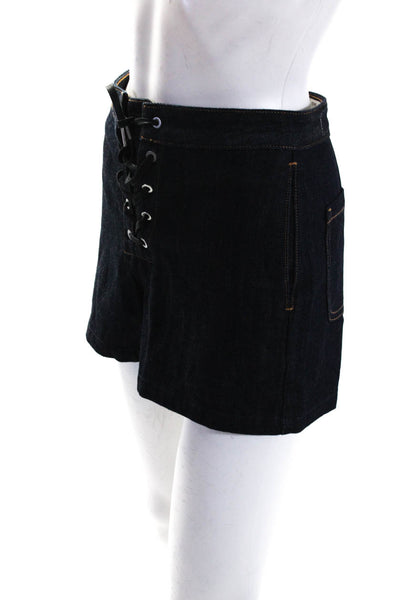 Rag & Bone Jean Womens Cotton Denim Lace Up High-Rise Mini Shorts Blue Size 24