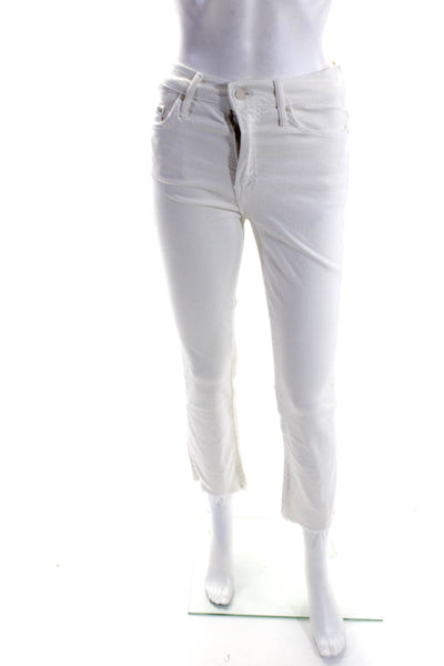 Mother Womens Cotton Denim Five Pocket Mid-Rise Bootcut Jeans White Size 25