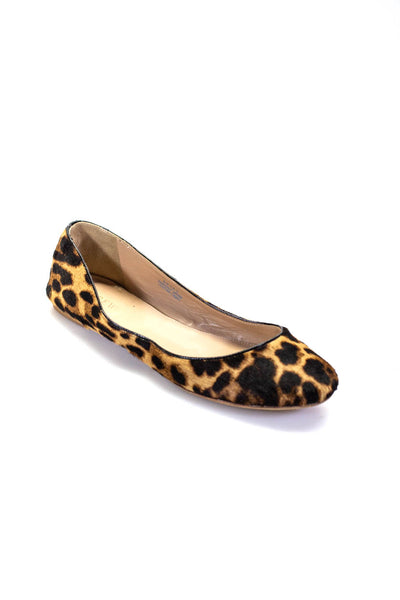 J Crew Collection Womens Leopard Print Pony Hair Ballet Flats Brown Black Size 8