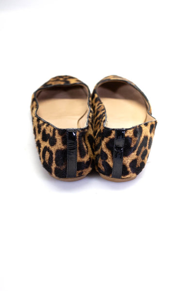 J Crew Collection Womens Leopard Print Pony Hair Ballet Flats Brown Black Size 8