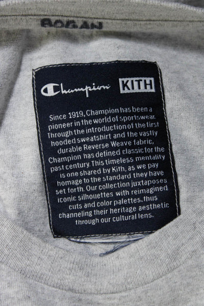 Kith X Champion Womens Cotton Jersey Knit Short Sleeve Graphic Tee Gray Size L