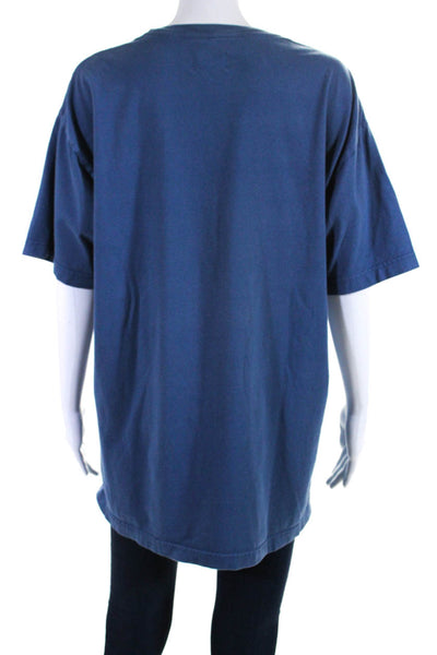 Kith Treats Womens Cotton Jersey Knit Logo Graphic Short Sleeve Top Blue Size L