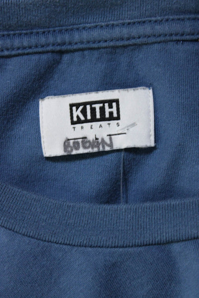 Kith Treats Womens Cotton Jersey Knit Logo Graphic Short Sleeve Top Blue Size L