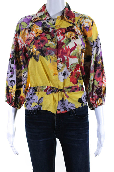 Etro Womens Floral Print Button Down Shirt Multi Colored Cotton Size EUR 42