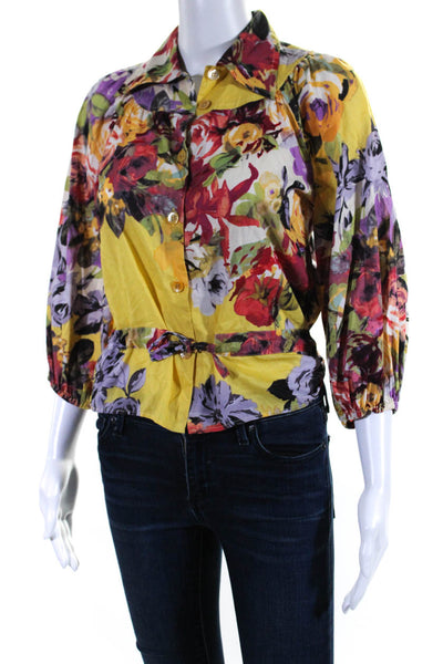 Etro Womens Floral Print Button Down Shirt Multi Colored Cotton Size EUR 42