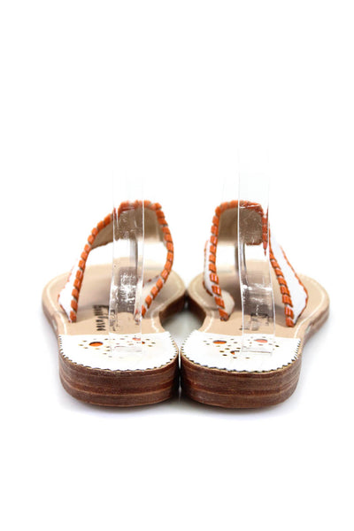 Palm Beach Womens Leather Contrast Trim Thong Sandals Orange White Size 8