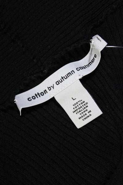 Cotton By Autumn Cashmere Womens Cotton Ribbed Open Front Cardigan Black Size L