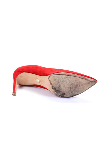 Hugo Boss Womens Suede Pointed Toe Slip On Stiletto Pumps Red Size 9