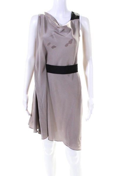 Lia Kes Womens Sleeveless Cowl Neck Midi Dress Taupe Size XS