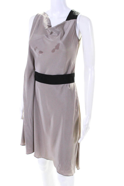 Lia Kes Womens Sleeveless Cowl Neck Midi Dress Taupe Size XS