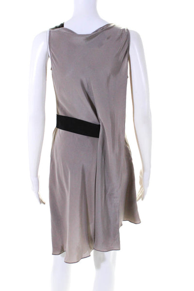 Lia Kes Womens Sleeveless Cowl Neck Midi Dress Taupe Size XS