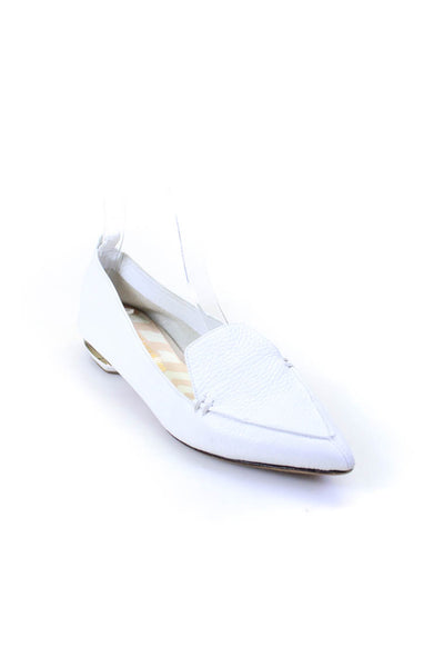 Nicholas Kirkwood Womens Pointed Toe Asymmetrical Heel Flats White Size EUR35.5