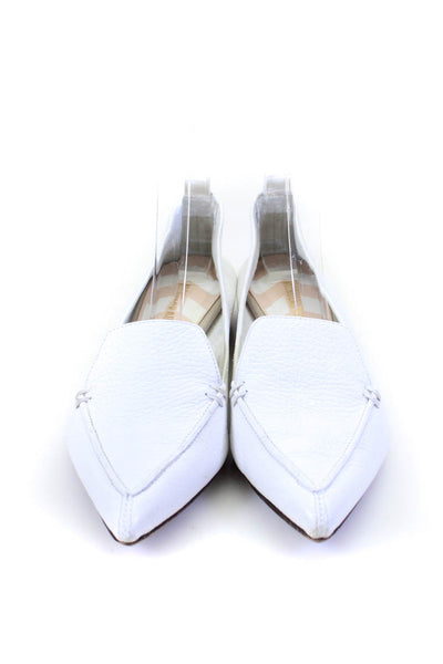 Nicholas Kirkwood Womens Pointed Toe Asymmetrical Heel Flats White Size EUR35.5