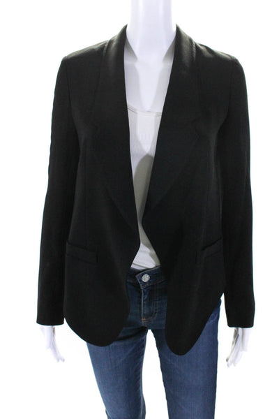 Alexander Wang Womens Woven Panel Open Front Crepe Blazer Jacket Black Size 0