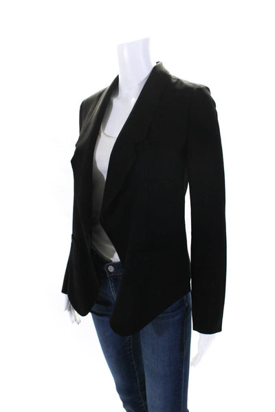 Alexander Wang Womens Woven Panel Open Front Crepe Blazer Jacket Black Size 0