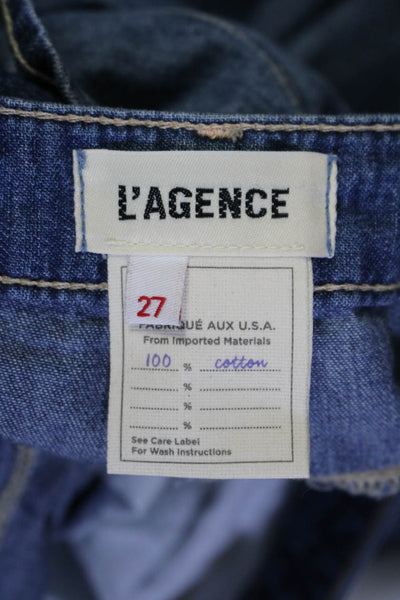 L'Agence Womens High Rise Danica Wide Leg Reno Wash Jeans Blue Cotton Size 27