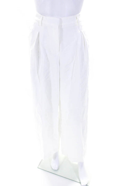 TWP Womens Linen Blend Creased Sullivan Wide Leg Dress Pants White Size 4