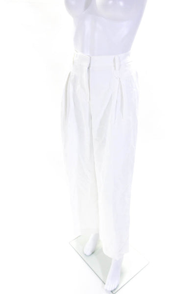 TWP Womens Linen Blend Creased Sullivan Wide Leg Dress Pants White Size 4