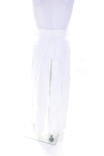 TWP Womens Linen Blend Creased Sullivan Wide Leg Dress Pants White Size 4