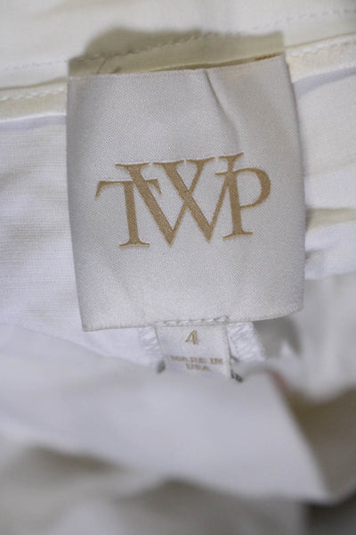 TWP Womens Linen Blend Creased Sullivan Wide Leg Dress Pants White Size 4