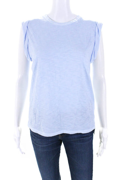 Veronica Beard Jeans Womens Rolled Sleeves Tank Top Blue Cotton Size Small